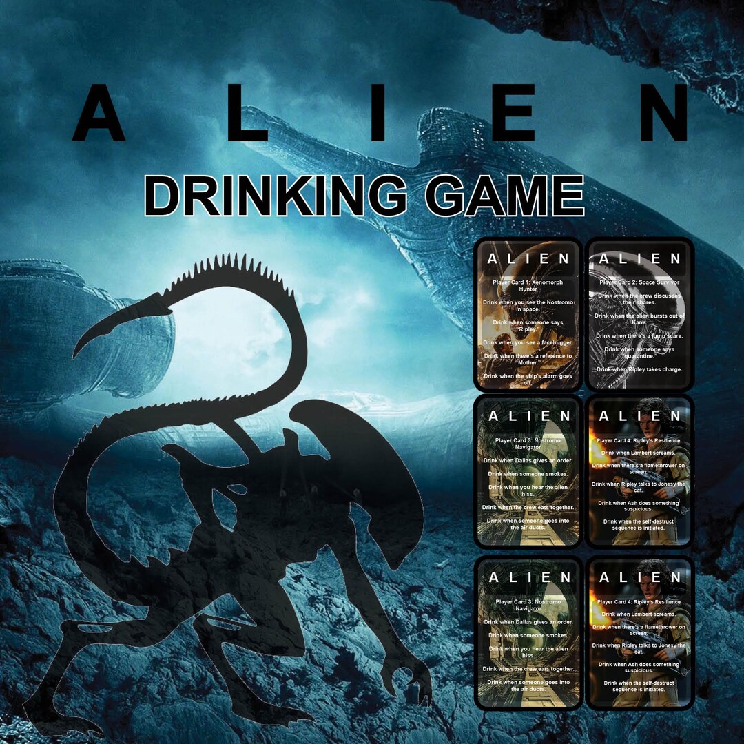Alien Movie Drinking Game Fun Printable Game Cards Digital Download for ...