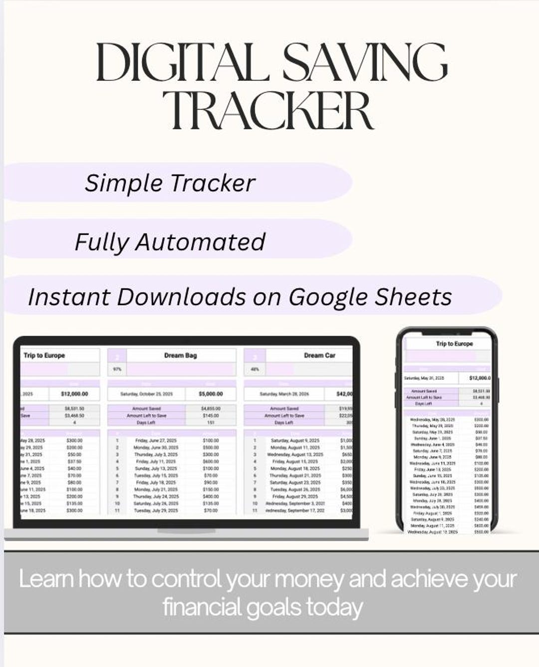 Minimalist Goal Tracker | Google Sheets Template for Mini Goal Setting ...