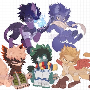 MHA Kitty Stickers + Charms!