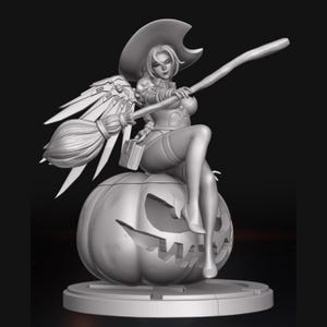 Sexy Halloween Witch 12K Resin 3D Print Sculpture - Unpainted / Unassembled / CA3D Fan Art Design Garage Kit - 1/12, 1/9, Scale Options