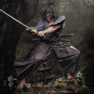1/6 Scale Samurai Warrior Resin Figure – Hand-Painted Japanese Swordsman Statue – Feudal Japan Inspired Collectible