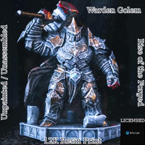 War Golem Miniature  Warden Resin Boss Monster 12K Quality Print | D&D RPG Enemy Figure Unpainted / Unassembled Tabletop Statuette