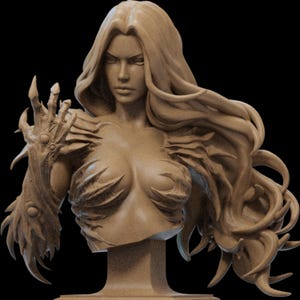 Busto de Sara Pezzini: impressão 3D em resina 12K, estatueta de arte de fã sem pintura