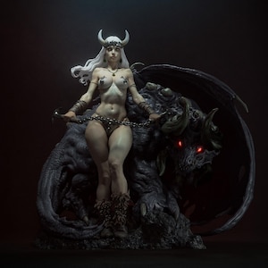 Demon Queen 12K Quality Sexy Female Figure - 3D Printed Unassembled - Unpainted - Painted Femme Fatale Fantasy High Detailed CA3D Fan ART