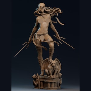 ELEKTRA Female Ninja / CA3D Fan ART / Sexy NSFW Model / 12K Quality Resin Print / Unassembled / Unpainted / Femme Fatale Fantasy Figure gk