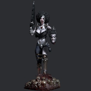 Lady Lobo Sexy Warrior 12K Resin High Detailed CA3D Fan Art - Unassembled / Painted- Unpainted – Skull Base –Comic Book Inspired Collectible