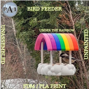 DIY Rainbow Cloud Bird Feeder Kit: 3D Printed Garden Decor