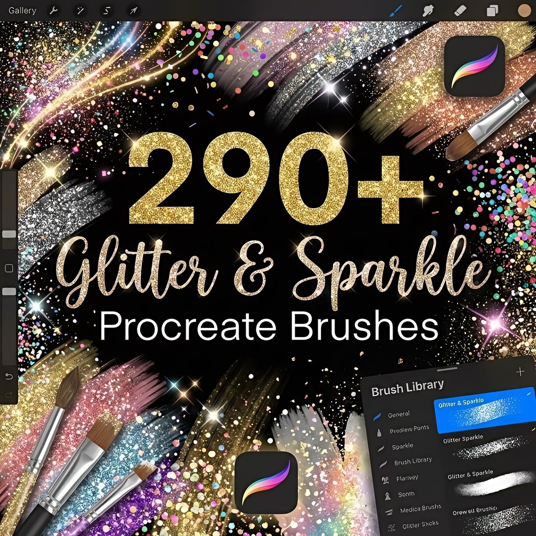 Glitter Brushes for Procreate | Digital Drawing | Shine Texture Brush ...