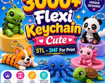 3000+ 3D Print Files, Flexi Keychain, Stl Files, Articulated, 3D Print Files Bundle - Commercial Use