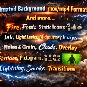 Musikvideo-LUTs, Bewegungs-Overlays, Übergänge, Soundeffekte, animierte Hintergründe, animierte Emojis, Videoanimationselemente und mehr Bild 6