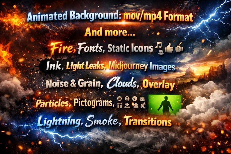 Musikvideo-LUTs, Bewegungs-Overlays, Übergänge, Soundeffekte, animierte Hintergründe, animierte Emojis, Videoanimationselemente und mehr Bild 6