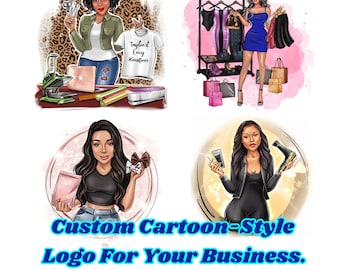 Cartoon logo, cartoon logo for business, cartoon logo cook, cartoon logo glass art, cartoon logo for cleaners, cartoon logo for dessert
