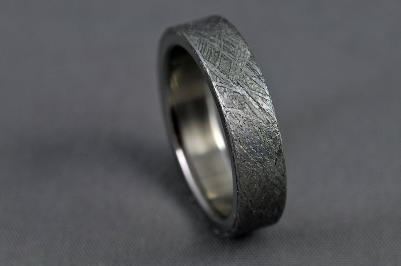 Meteorite, titanium wedding ring, engagement ring, Gibeon meteorite ring image 7