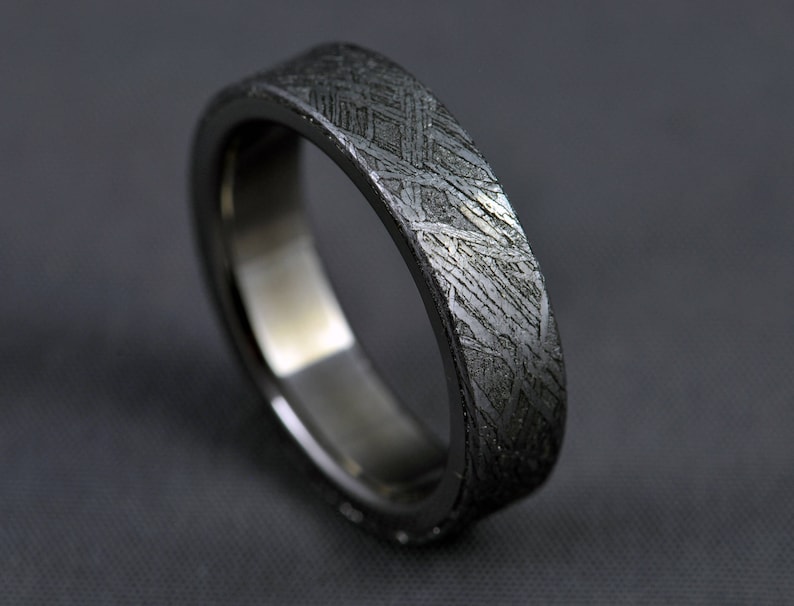 Meteorite titanium wedding ring engagement ring Gibeon image 1