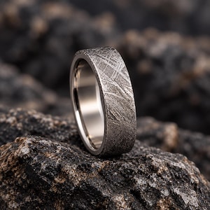 Gibeon Meteorite Ring, Titanium Wedding Band, 3–8mm