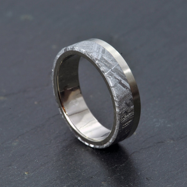 Titane, bague de mariage météorite, bague de fiançailles, bague météorite Gibeon