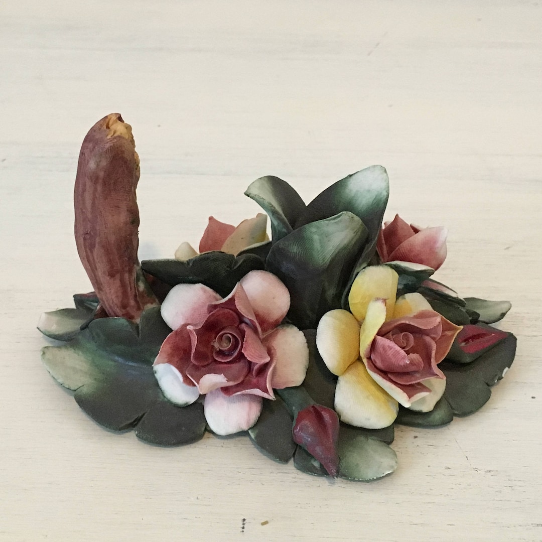 Capodimonte Candle Holder. Capodimonte Flowers. Vintage Etsy