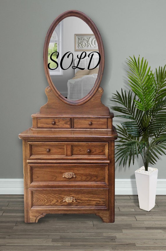 Sold Wood Vintage Bedroom Furniture Dixie Furniture Dresser Mirror Honey Maple