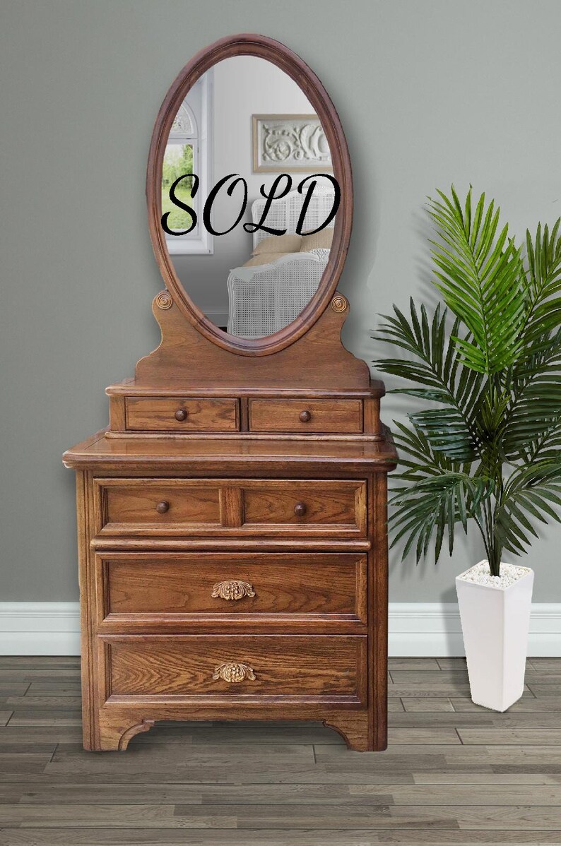 Sold Wood Vintage Bedroom Furniture Dixie Furniture Dresser Mirror Honey Maple