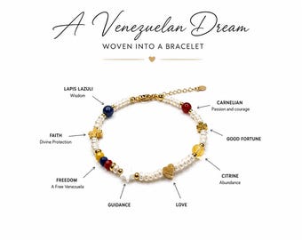 Bracelet de vœux vénézuéliens - Amulette réglable faite main avec breloques de foi, de voyage, de protection et de perles tricolores