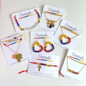 Venezuelan  Necklace, 14K Goldplated Tricolor Jewelry Gift, Venezuela Flag Pendant, Souvenir for Venezuelan Immigrants, Venezuelan Gift