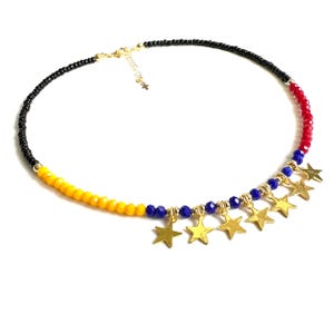 Venezuelan  Necklace, 14K Goldplated Tricolor Jewelry Gift, Venezuela Flag Pendant, Souvenir for Venezuelan Immigrants, Venezuelan Gift