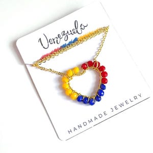 Venezuelan  Necklace, 14K Goldplated Tricolor Jewelry Gift, Venezuela Flag Pendant, Souvenir for Venezuelan Immigrants, Venezuelan Gift