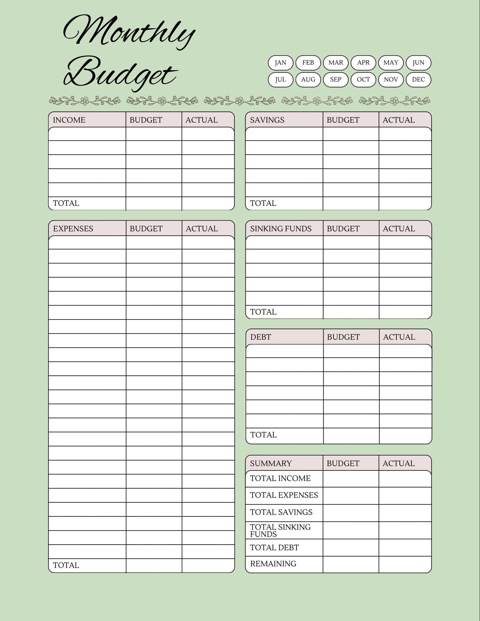 Budget Plan Printable - Etsy