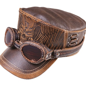 Leather Biker Goggles: Handmade Vintage Steampunk Glasses with Distressed Finish and Tinted Lenses, Gift Idea from Apero Bullo
