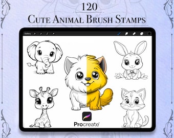 Procreate Animal Brush Stamps – 120 pinceaux pour illustration et tatouage (téléchargement numérique)