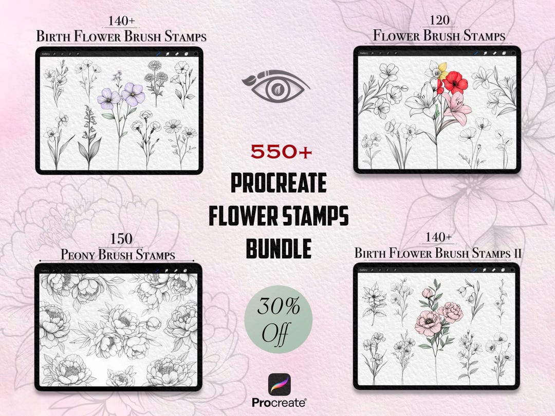 Procreate Birth & Filigree Flower Brush Bundle – Floral Tattoo Stamp ...