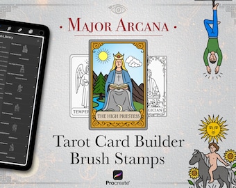 Tarot Card Builder Procreate Brush Stamps - Créateur de jeux de tarots des arcanes majeurs