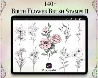 Tampons pinceaux Procreate Flower Birth - Plus de 140 pinceaux floraux pour tatouages et illustrations pour artistes