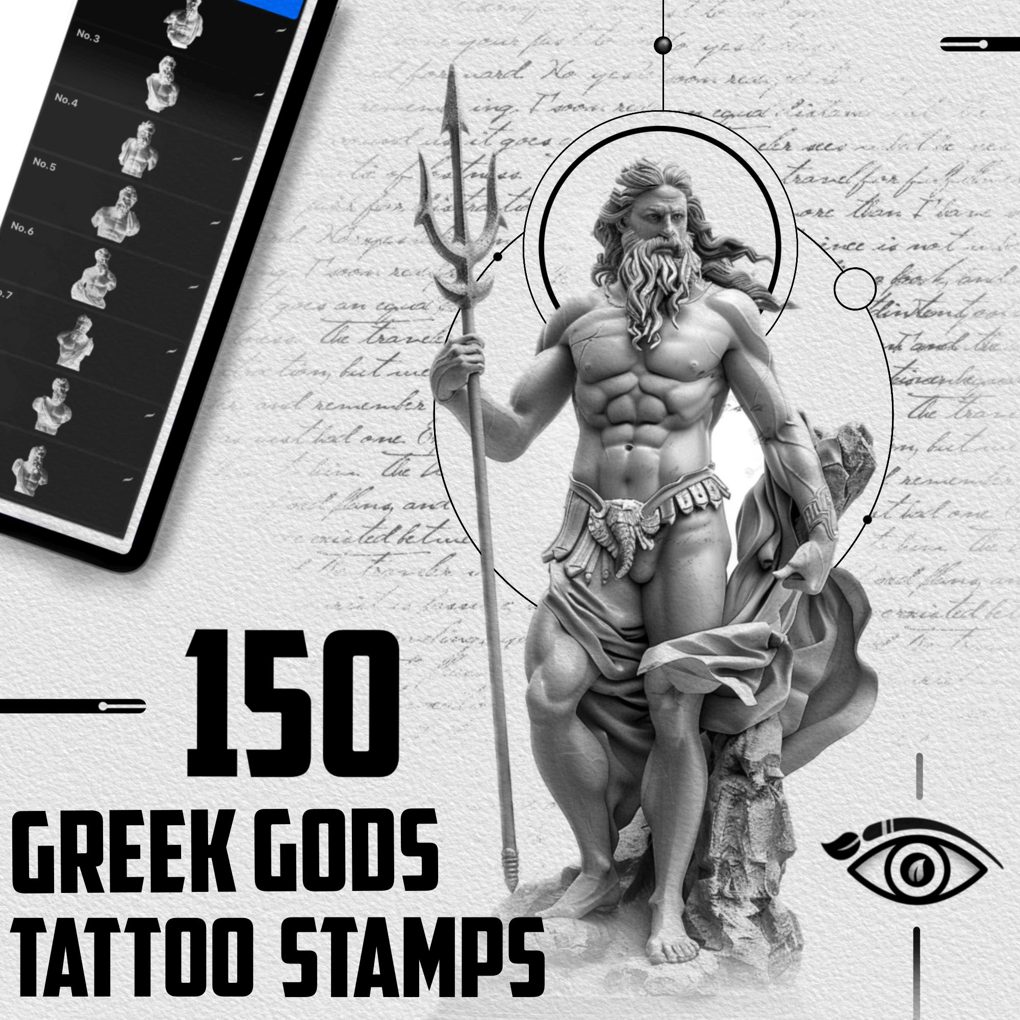 Sellos de pincel Procreate Estatua de dioses griegos – 150 pinceles de tatuaje Procreate únicos