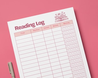 Printable Reading Log - Book Tracker - Organize Your Reading List and Book Reviews | Perfect for Book Lovers | Instant Download PDF