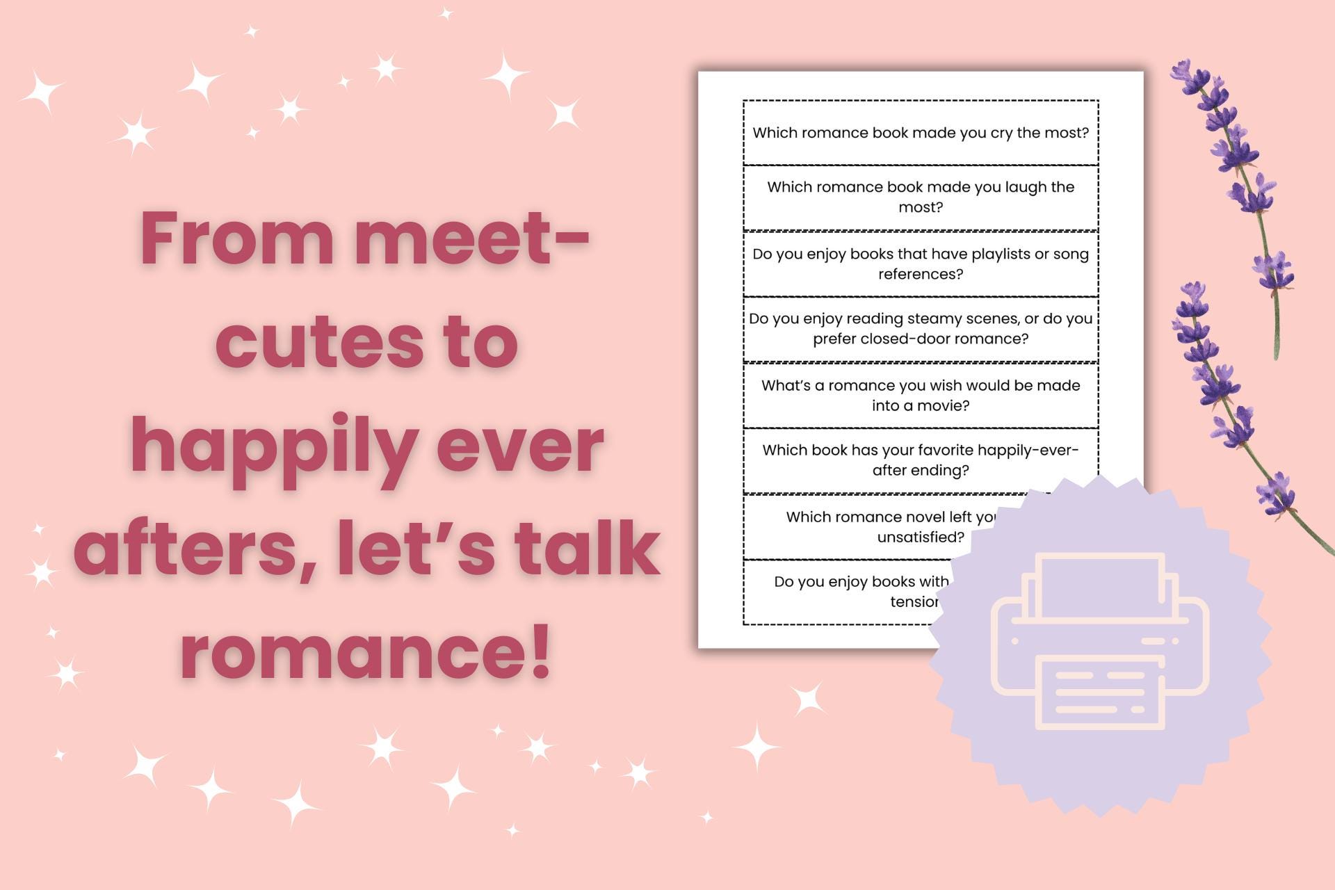 Printable Romance-themed Bookish Discussion Questions for Book Clubs ...