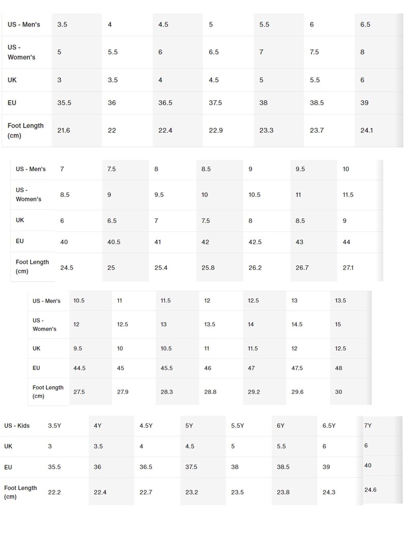 size chart jordan 1 mid