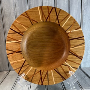 White Oak Bowl/Platter with Maple, Cherry, Mahogany, Walnut and Padauk Inlay