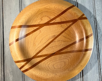 Maple Bowl/Platter with Cherry Inlay