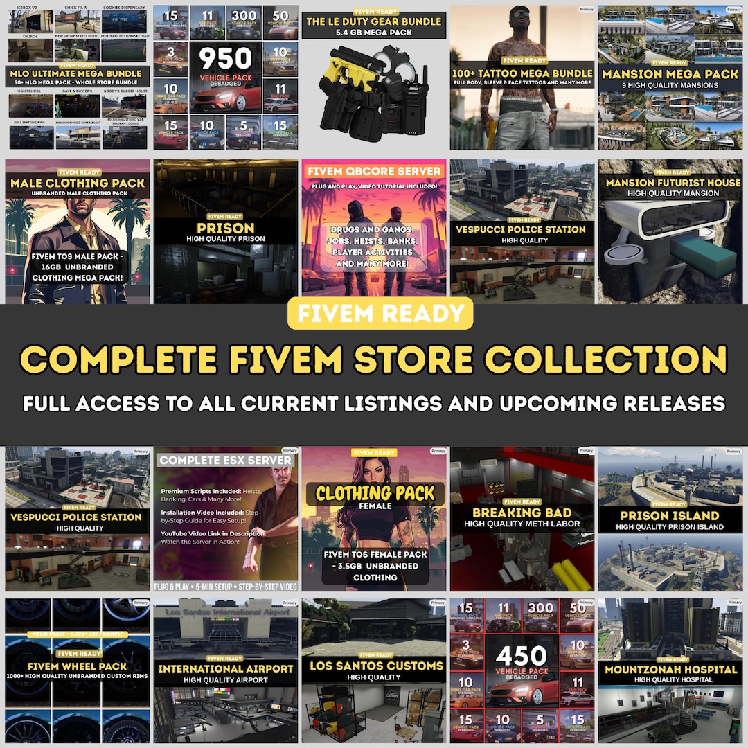 Fivem Whole Store Bundle - Largest Pack Available - +2000,- Value ...