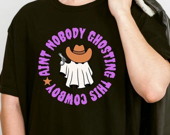 Ghost Cowboy Halloween Shirt: Retro Western Graphic Tee