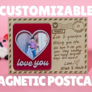 Cartão postal magnético personalizado com moldura de foto | Cartão postal atemporal para casal, família, amigos, parentes | Presente de lembrança de exibição
