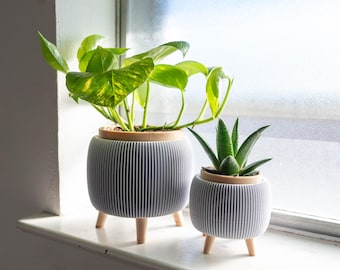 Indoor planter set – minimalist pothos & succulent pots, modern desk plant decor, Texas‑made gift