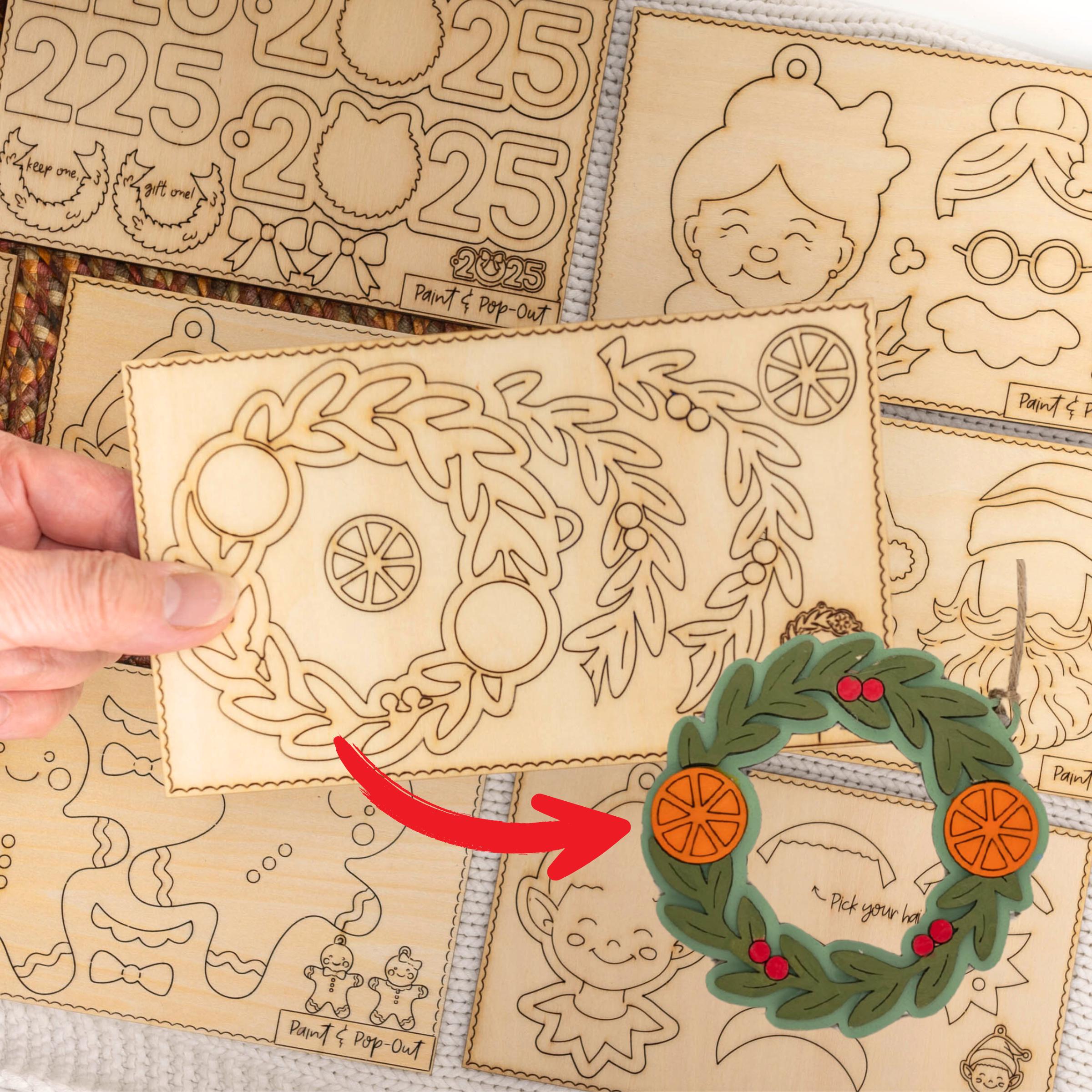 DIY Christmas Ornament Craft Kit: Basswood, Family Activity