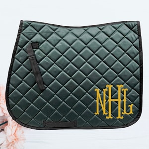 Embroidered Fishtail Monogram Saddle Pad – Custom English Saddle Pad – Personalized Horse Gift – Equestrian Embroidery - Monogrammed Gift