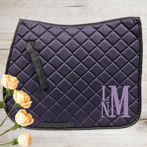 Embroidered Stacked Monogram Horse Saddle Pad | English Saddle Pad | Horse Gifts | Monogrammed Gift | Custom Embroidery | Equestrian Gifts