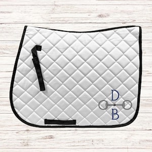 Embroidered Snaffle Bit Vertical Monogram Horse Saddle Pad | English Saddle Pad | Horse Gift | Monogram Gift | Equestrian Gift | Equestrian
