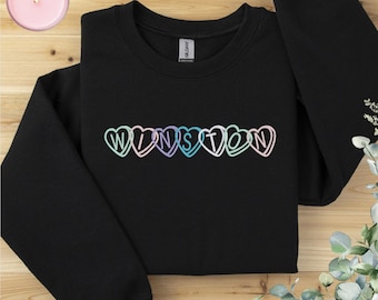 Custom Valentine Open Conversation Candy Heart Embroidered Crewneck Sweatshirt | Custom Text | Personalized Heart Color | Valentine&#39;s Day