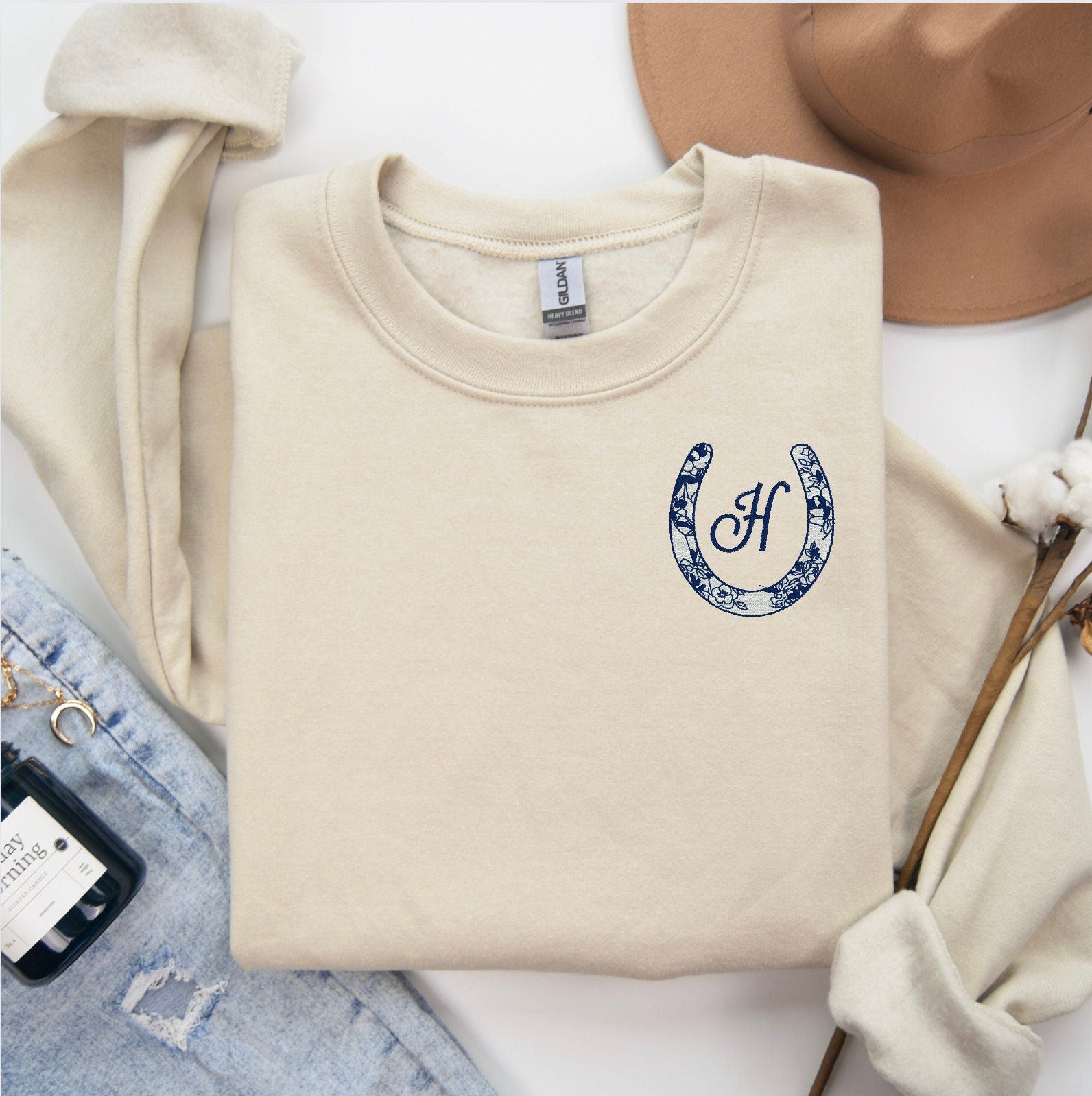 Chinoiserie Horseshoe Crewneck Sweatshirt | horse girl sweatshirt | cute sweatshirt | women's sweatshirts | equestrian gifts | horse lovers