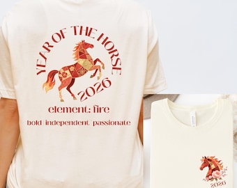 2026 Year of the Horse T-Shirt | Cowgirl Tee | Lunar Zodiac| Front & Back Design